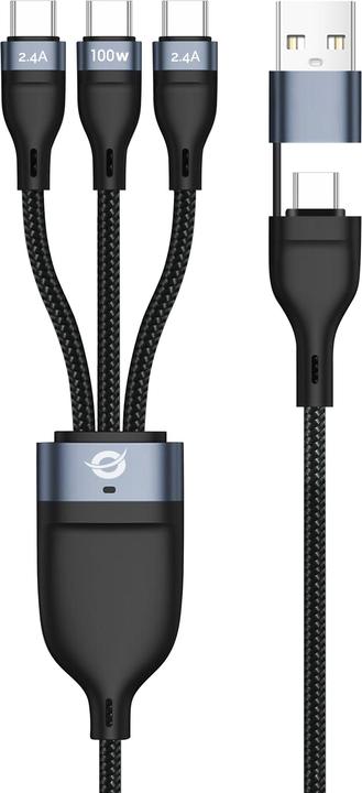 Produktbild Conceptronic Kabel USB2.0 -> 3-in-1 USB-C E-Mark 100W 1.50m (1.50 m, USB 2.0, 100 W)