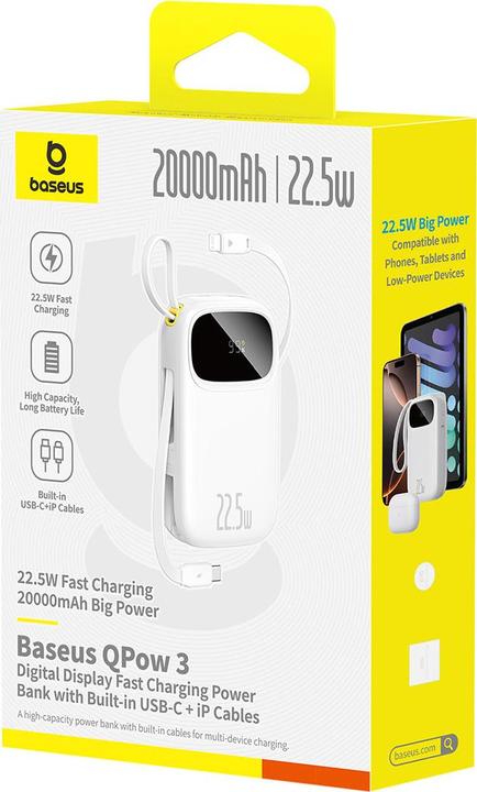 Immagine prodotto Baseus Powerbank EnerFill FC31 20000mAh Biały (20000 mAh, 22.50 W, 73 Wh)