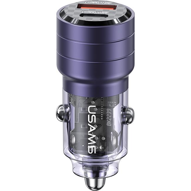 Usams Ład. sam. C36 USB+USB-C 95W Carica veloce viola/viola CC176CC02 (US-CC176), Adattatore per auto, Viola