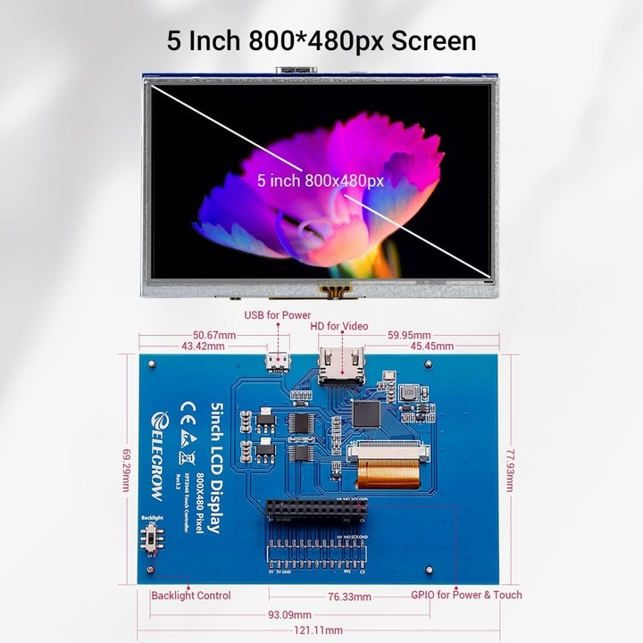 Actual product image Elecrow Raspberry Pi display