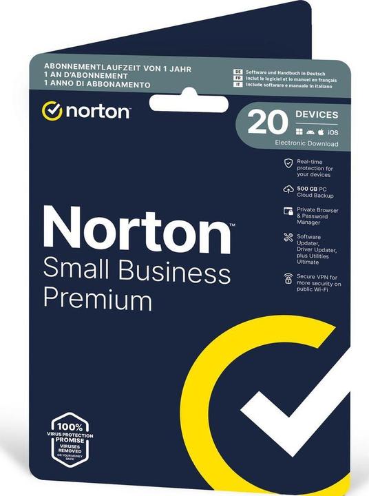 Produktbild Norton Symantec Small Business Premium 2.0 ESD, 20 Dev., 1yr (20 User, 12 Monate)