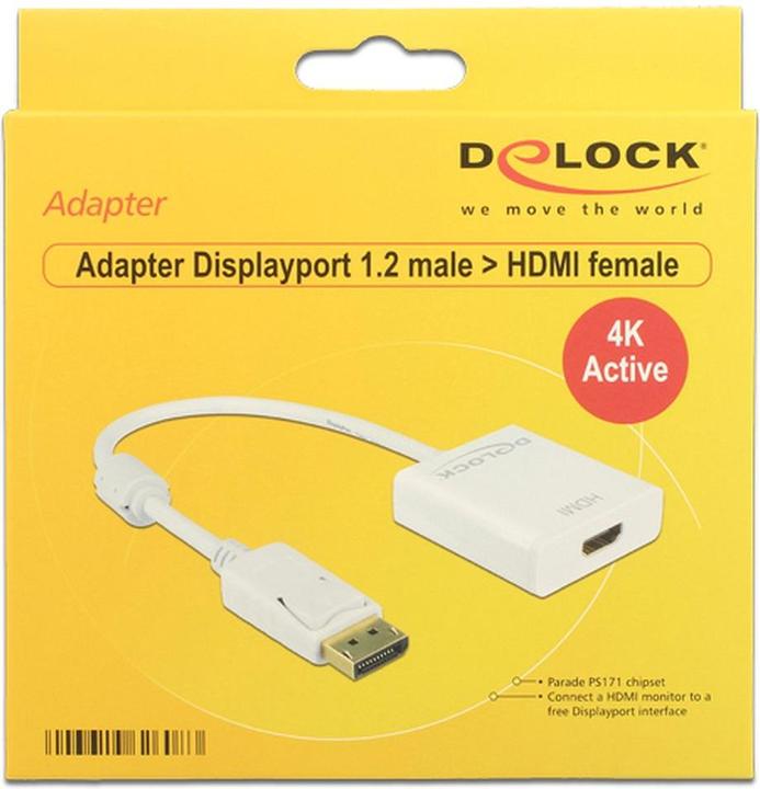 Image du produit Delock Adaptateur de moniteur DP à HDMI, actif, support 4K (HDMI, 16 cm)