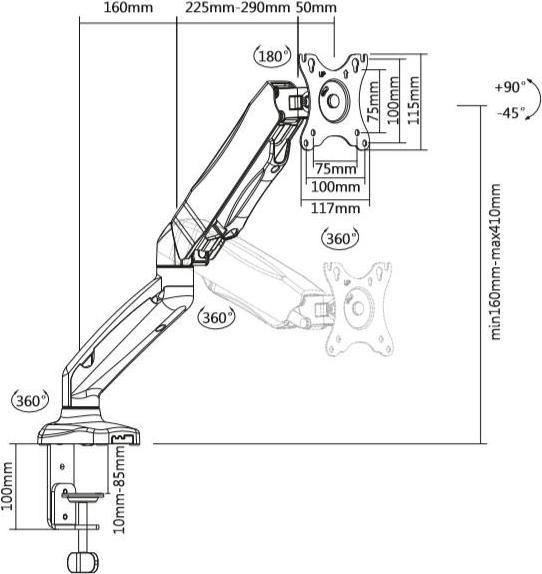 Actual product image Lenovo Uchwyt biurkowy na monitor do 27" (-MG1) (Table, 27", 8 kg)
