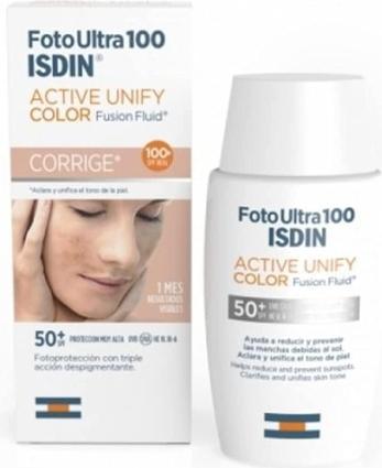 Actual product image Isdin FotoUltra 100 Active Unify Color Fusion Fluid SPF50+ 50ml (Suntan cream, SPF 50+, 50 ml)