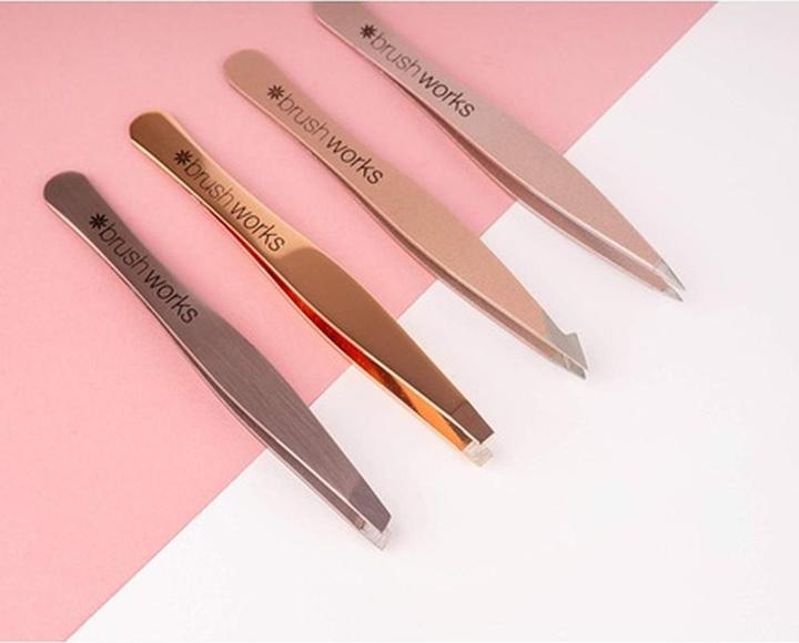 Brush Works HD Combination Tweezer 4-Piece Set Rose Gold