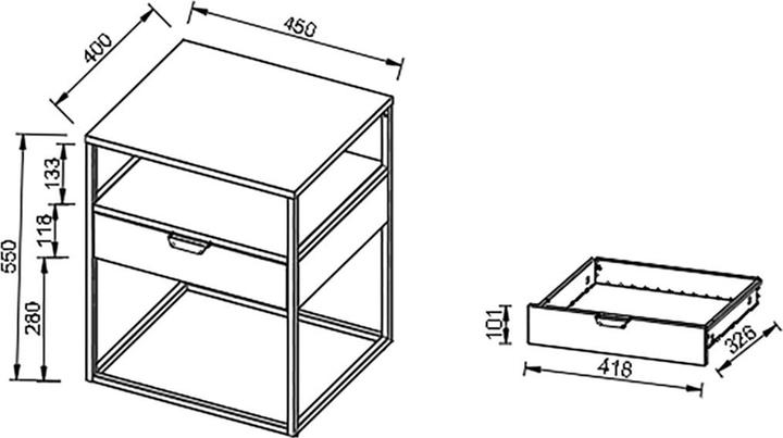 Produktbild VCM Metall Nachttisch Beistelltisch Flokas M (55 x 45 x 40 cm)