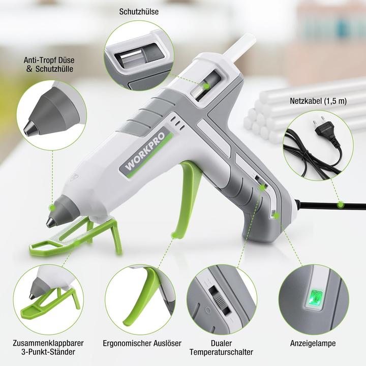 Produktbild Workpro Heissklebepistole inkl. 10 Klebesticks