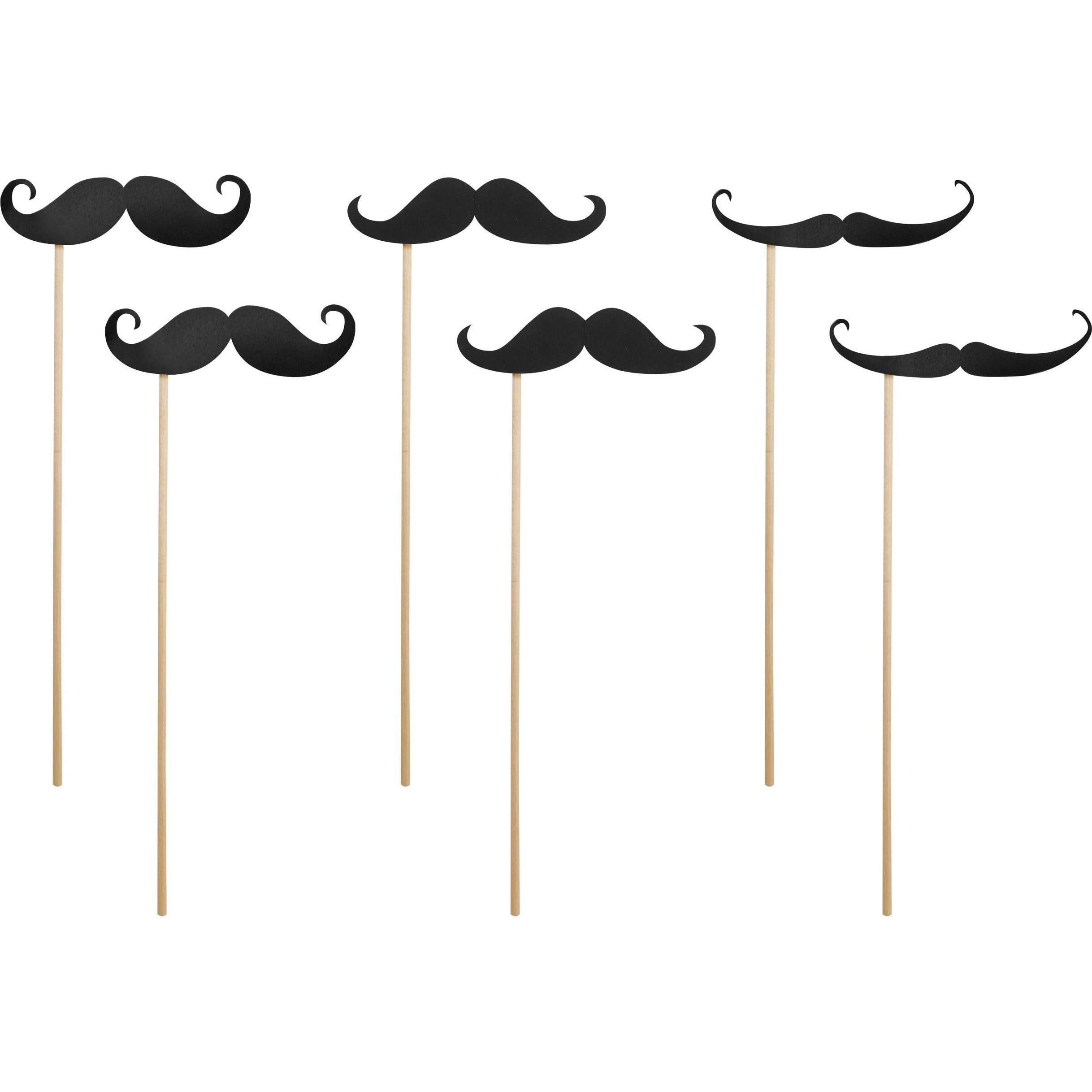 Partydeco Partyaccessoire Moustache 6-teilig, Schwarz
