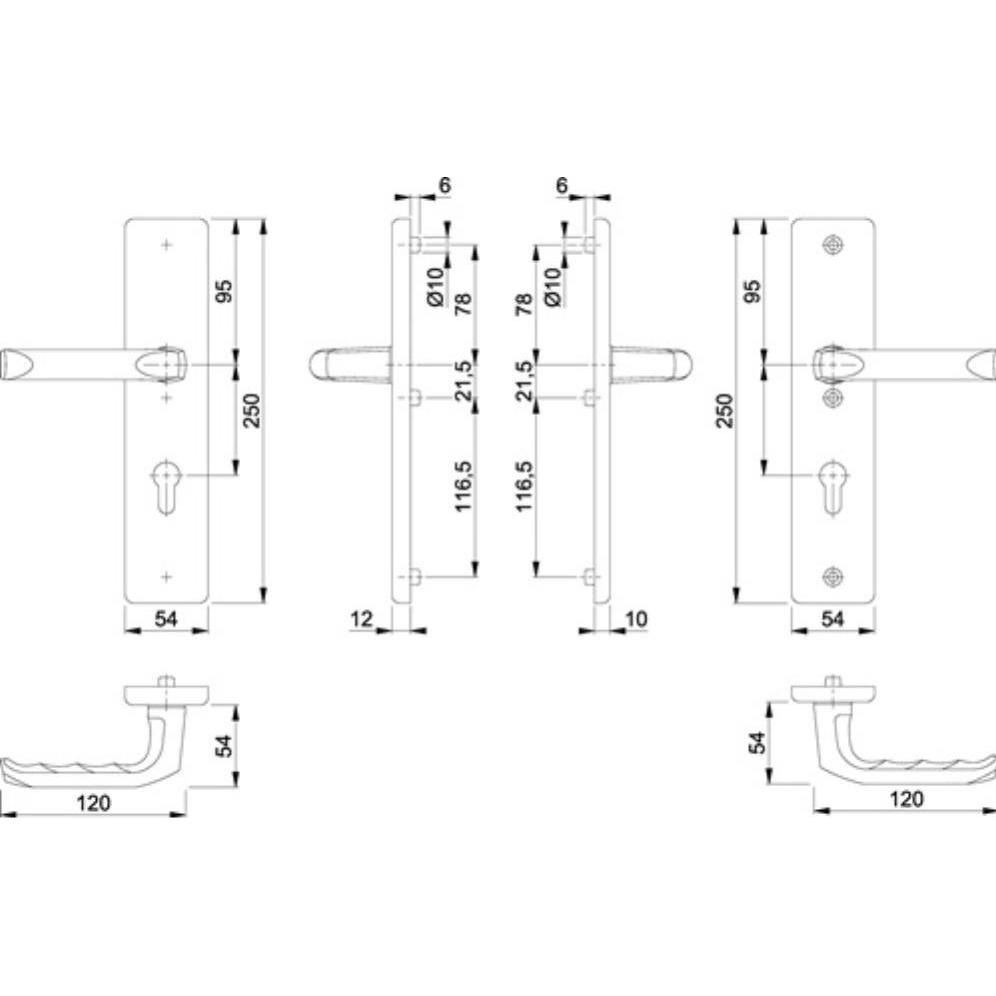 Thumbnail - Hoppe, Türgriff + Fenstergriff, Schutzgarnitur London 113/2221/2410 Aluminium F2 92 mm 66-71 mm (Türgriff)