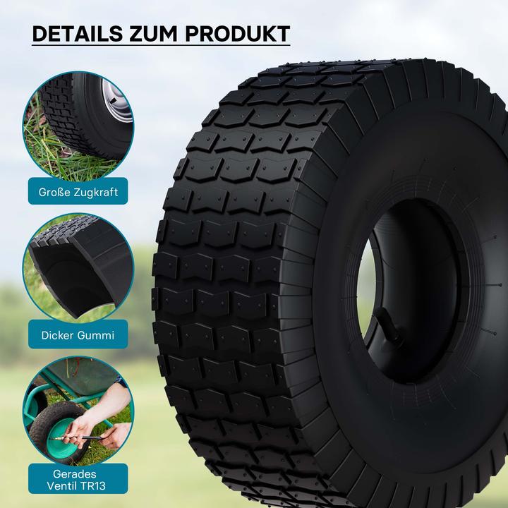 Produktbild Wiltec Reifen für den Aufsitzmäher 15x6.00-6 4pr mit Schlauch und geradem Ventil (Rasentraktor, Gartenmaschinen Ersatzteile)