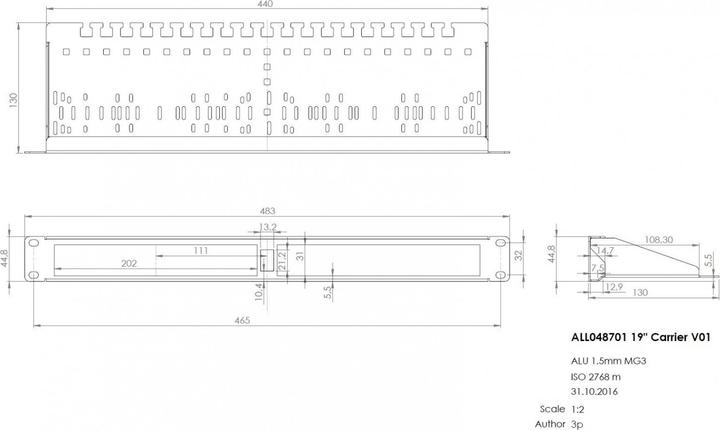 Actual product image Allnet Switch accessories unmanaged 4 port Gigabit LT-PoE 90W 19" 1U patch panel (4 ports)