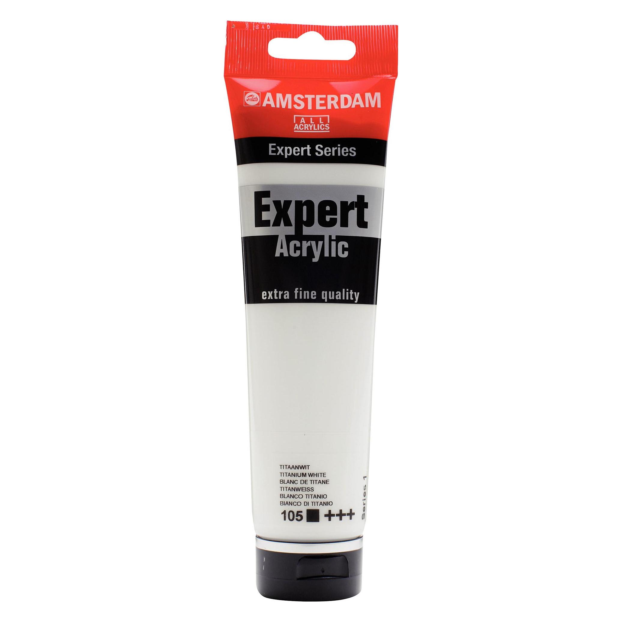 Amsterdam, Kleuren + Verf Voor Doe-het-zelvers, Expert Acrylverf Tube 150 Ml Titaanwit 105 (150 ml)