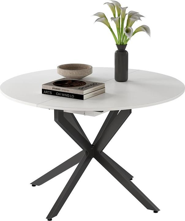 Actual product image Vicco Dining table Loyd, white/black, 120 x 120 cm extendable (120 x 120 cm)
