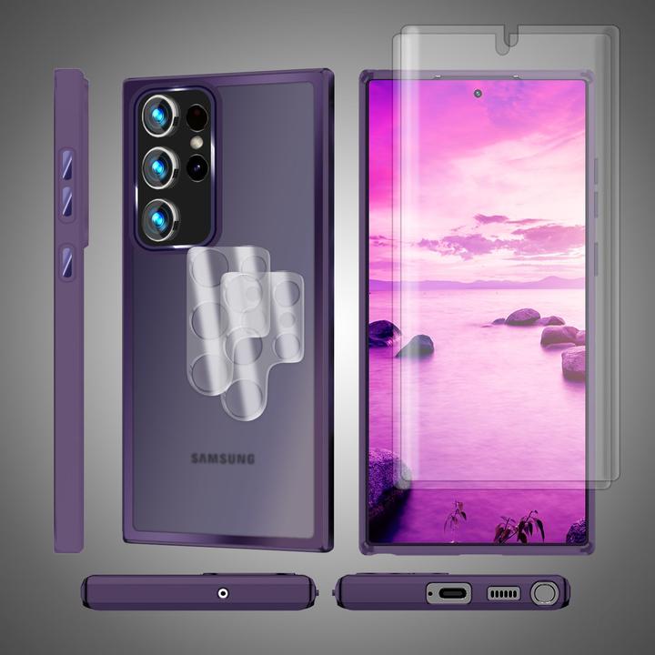 Immagine prodotto Nalia Cover ibrida semitrasparente con 2x vetro di protezione del display e 2x vetro della fotocamera (Samsung Galaxy S23 Ultra)