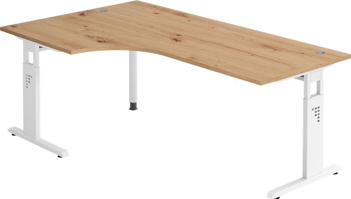 Produktbild Hammerbacher Winkeltisch C-Fuss 200x120cm 90°Asteiche/Weiss (200 x 120 cm)