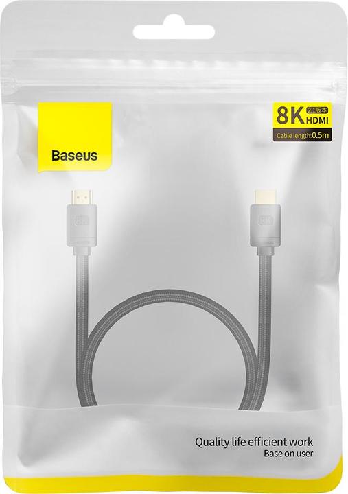 Actual product image Baseus High Definition Series HDMI 8K to HDMI 8K Adapter Cable 0.5m Black (0.50 m, HDMI)