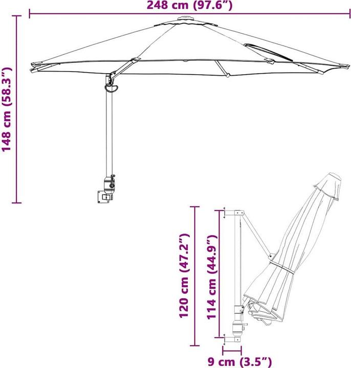 Immagine prodotto vidaXL Garten-Sonnenschirm (2.48 m)