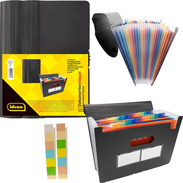 Idena Document folder A4 24 compartments black (A4, 1x)
