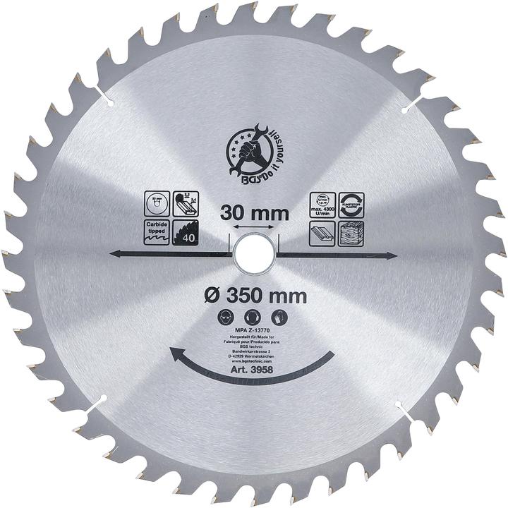 Productafbeelding BGS Hardmetalen cirkelzaagblad | Ø 350 x 30 x 3,4 mm | 40 tanden