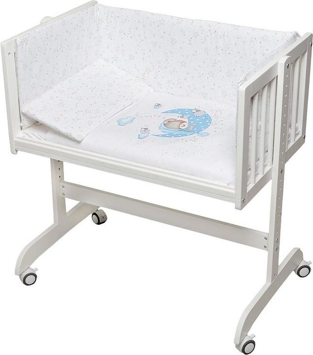 Interbaby Co-Sleeping Berceau - Hêtre Blanc +Lit+Vêtements+Matelas - Bleu