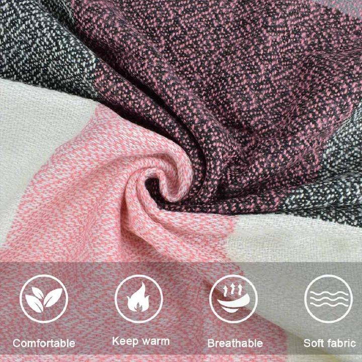 Immagine prodotto Only-Bags.Store Sciarpa triangolare a quadri, sciarpa pashmina, sciarpa morbida con nappe, sciarpa a portafoglio