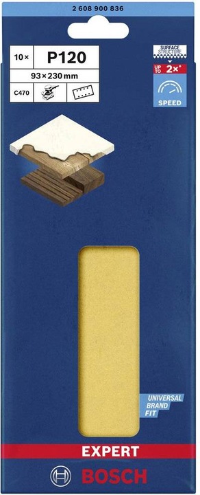 Actual product image Bosch Professional Zubehör Expert C470 Sandpaper with 8 holes for orbital sander, 93 x 230 mm, G 120, 10 pcs. (120)