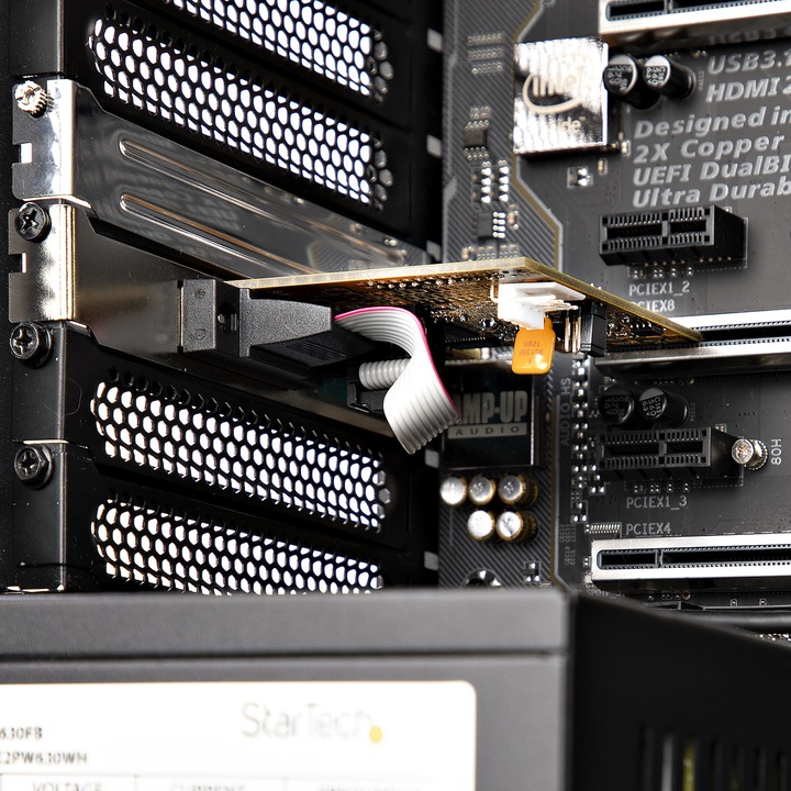 Produktbild StarTech com 2-Port PCI Express Serial Card, Dual Port PCIe to RS232 (DB9) Serial Card, 16C1050 UART (0.07 m, Industriekabel)