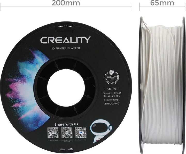 Image du produit Creality Filament TPU, blanc, 1.75 mm, 1 kg (TPU, 1.75 mm, 1000 g, Blanc)