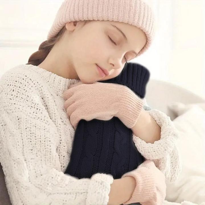 Immagine prodotto ASMI Bottiglia dell'acqua calda, bottiglia da letto con copertura in maglia, 1 litro (1 l)
