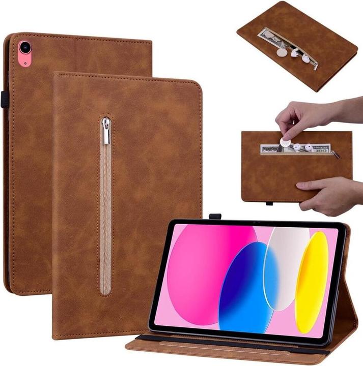 Produktbild Cover-Discount iPad 2022 (10.Gen) - Schutzhüllle mit Zipper Tasche braun (iPad 2022 (10. Gen))