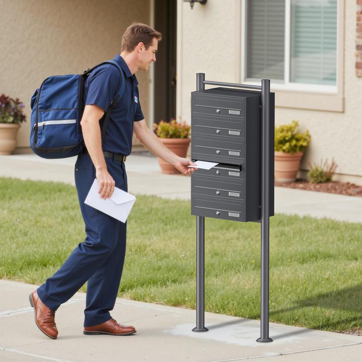 Actual product image Wiltec 6 letterbox system anthracite 270x513x1500mm letterbox Post