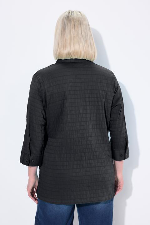 Actual product image Ulla Popken Bubble Texture Solid Button Front Stretch Blouse (50, 52)