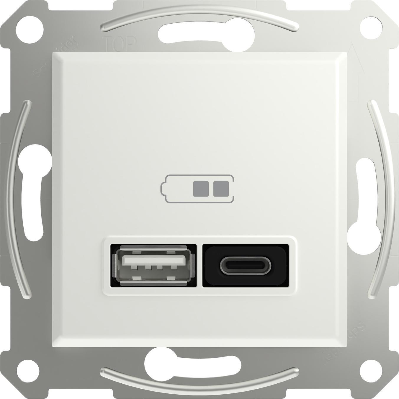 Schneider Electric, Steckdose, USB-Steckdose Asfora Weiss (glänzend) EPH2770421D