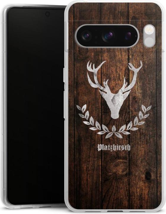 Actual product image DeinDesign Silikon Hülle für Google Pixel 8 Pro Handyhülle Case Smartphone Schutzhülle Hirsch Holz Holzoptik (Google Pixel 8 Pro)