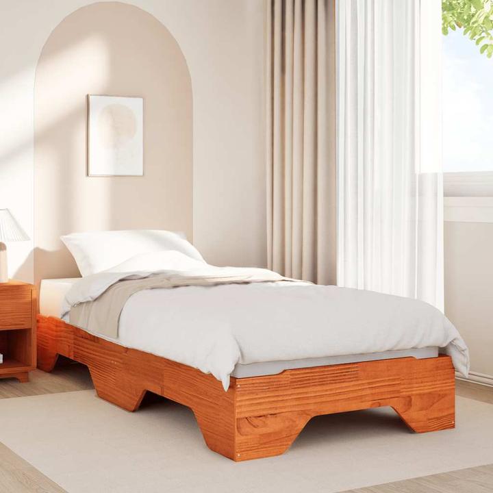 Image du produit VidaXL Lit en bois massif sans matelas Empilable Marron cire 80x200 cm Cadre de lit (80 x 200 cm)