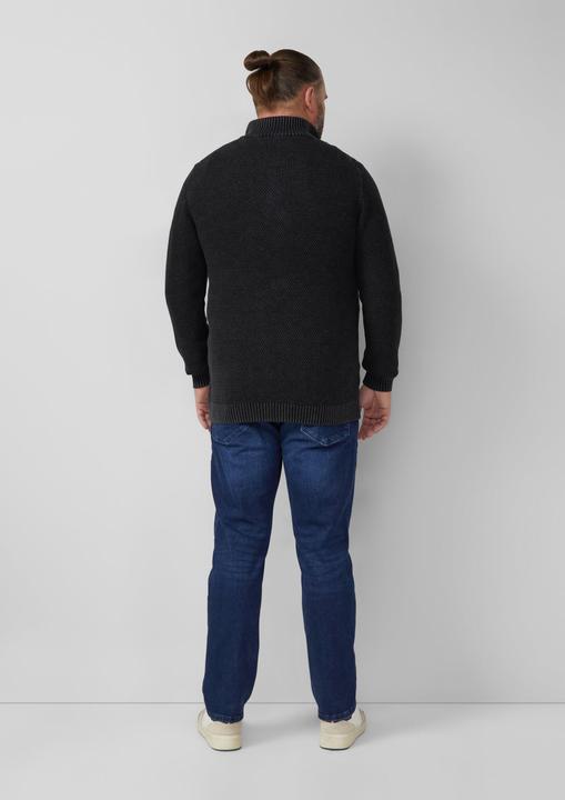 Produktbild s.Oliver Strickpullover Strukturmix-Troyer aus Baumwolle mit Garment Dye (4XL)