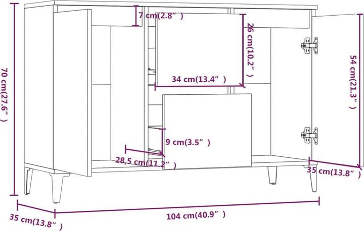 Produktbild vidaXL Sideboard (104 x 35 x 70 cm)