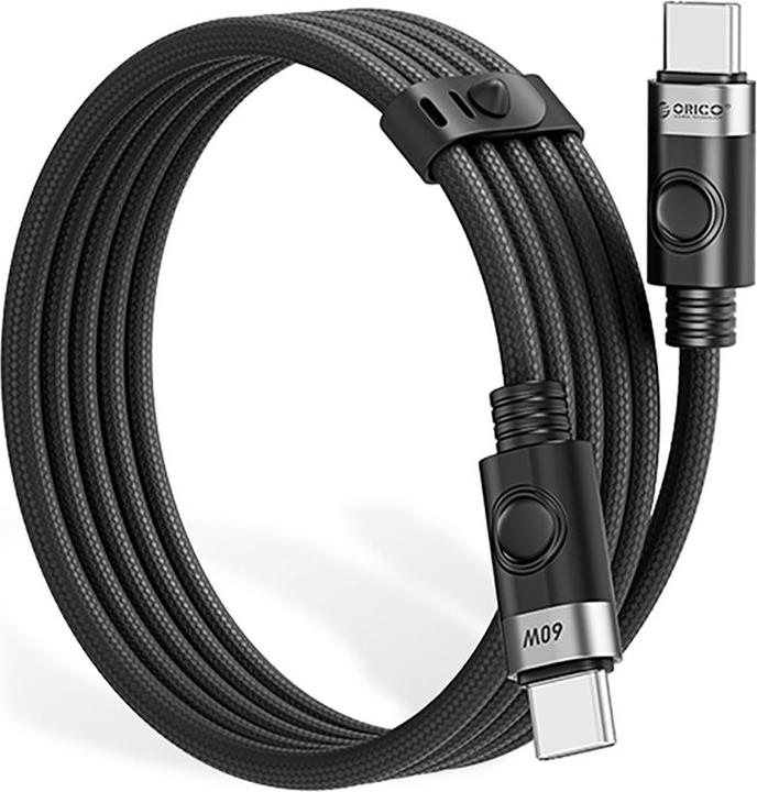 Actual product image Orico Cable CDX 60W 3A Power Delivery USB-C - USB-C 1m Cable - Black (1 m, USB 2.0, 60 W)