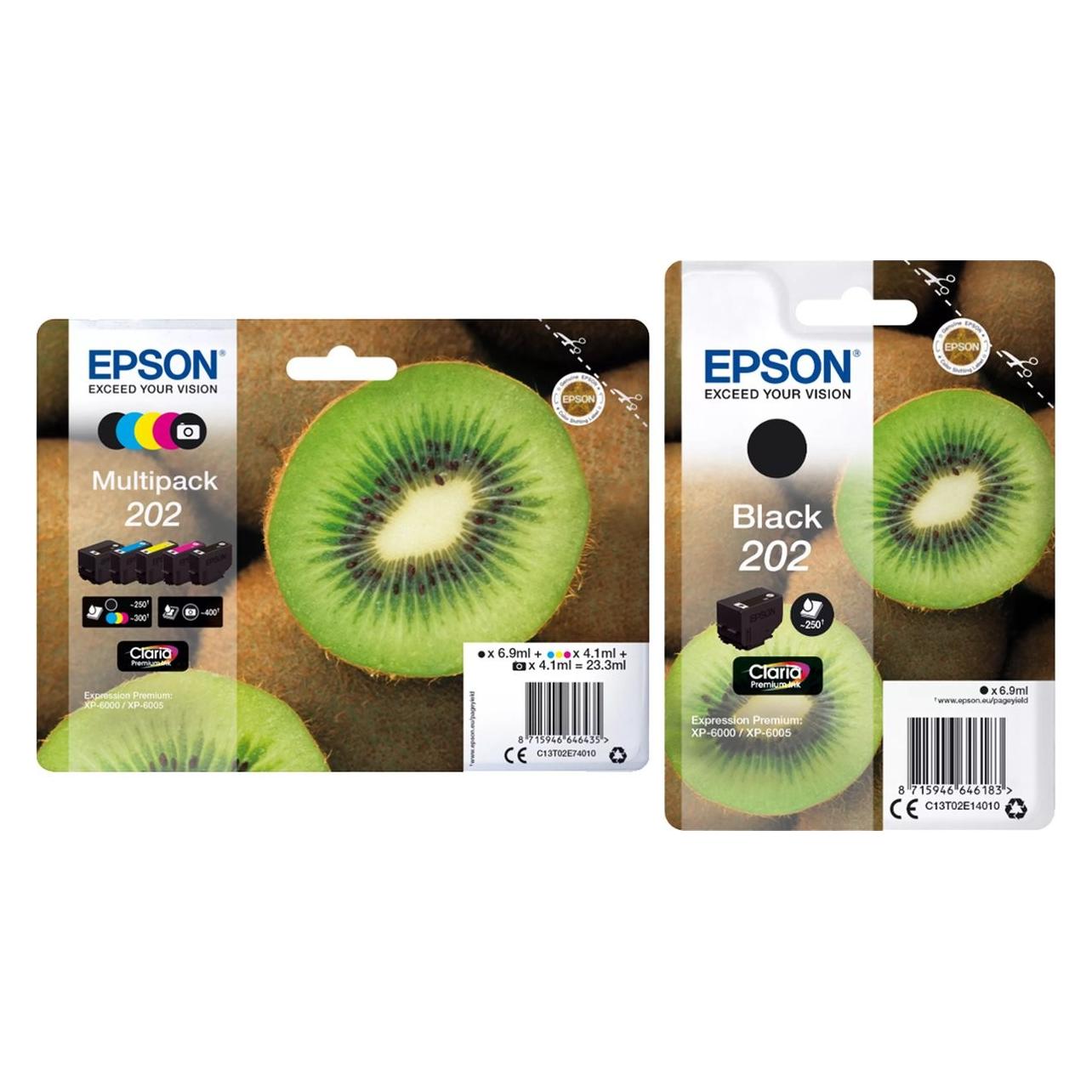 Epson, Inkt, 202 - Inktcartridge - Multipack + Zwart (EPT202 Multi) (Bk)