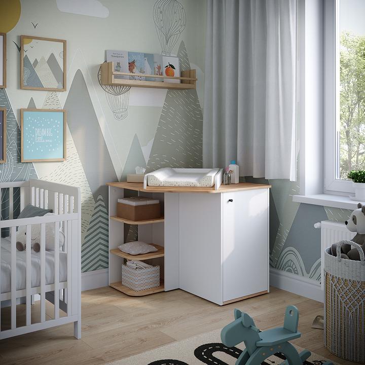 Actual product image Vicco Changing dresser Kristian, White/golden oak, 85 x 77.3 cm with changing table