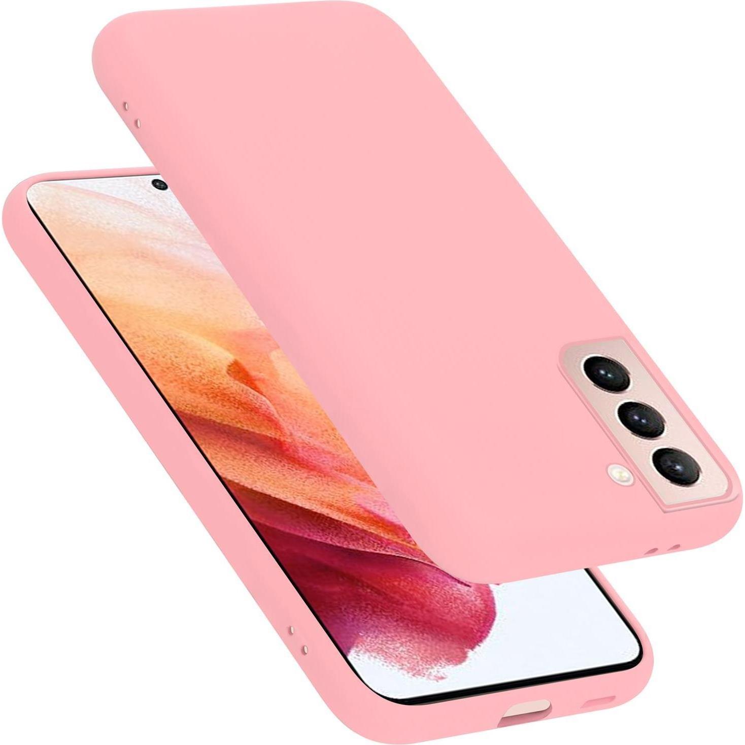 Cadorabo TPU Liquid Silicone Case Cover (Samsung Galaxy S21 5G), Smartphone Hülle, Rosa