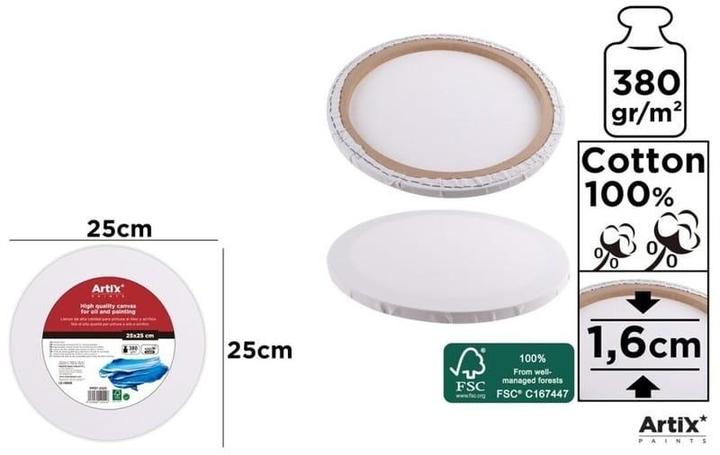 Produktbild Artix Runde Leinwand 25x25x1,6cm 380G/m2