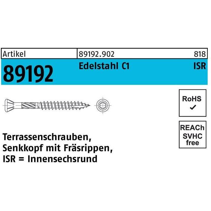 Schrauben, Terrassenschraube R 89192 SEKO Innensechsrund TG 5 x 60/36 -T25 C1 (200 Schrauben pro Stück)