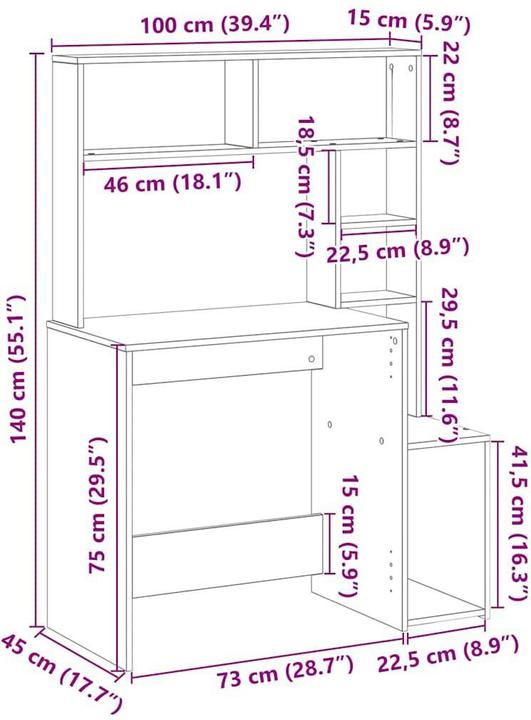 Image du produit vidaXL Schreibtisch (100 x 45 x 140 cm)