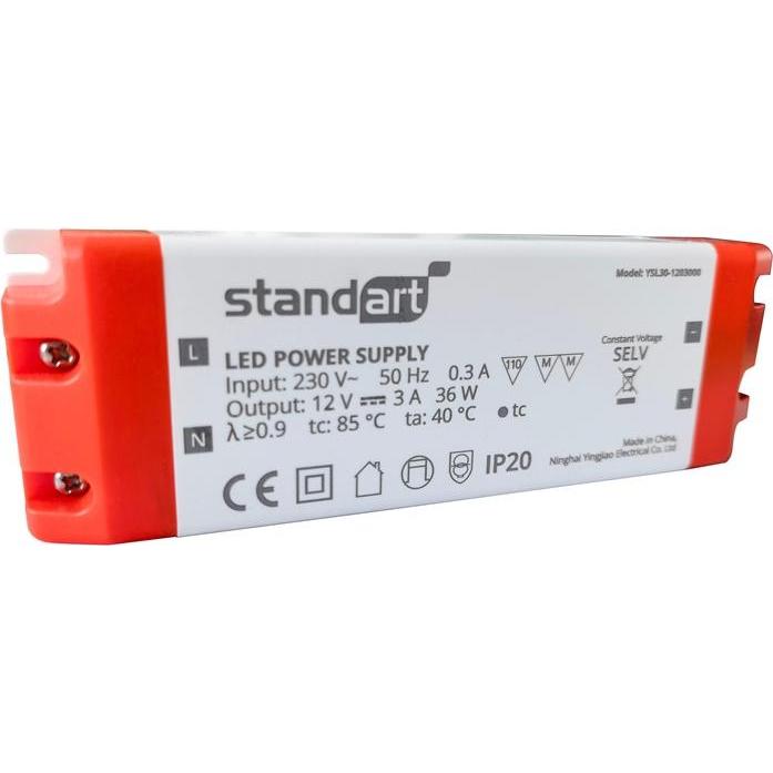 Standart, Accessori per illuminazione, ADATTATORE DI ALIMENTAZIONE A LED 36W 3A 12V DC IP20
