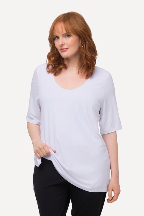 Image du produit Ulla Popken T-shirt doublé à l'avant, col V et manches courtes (58)