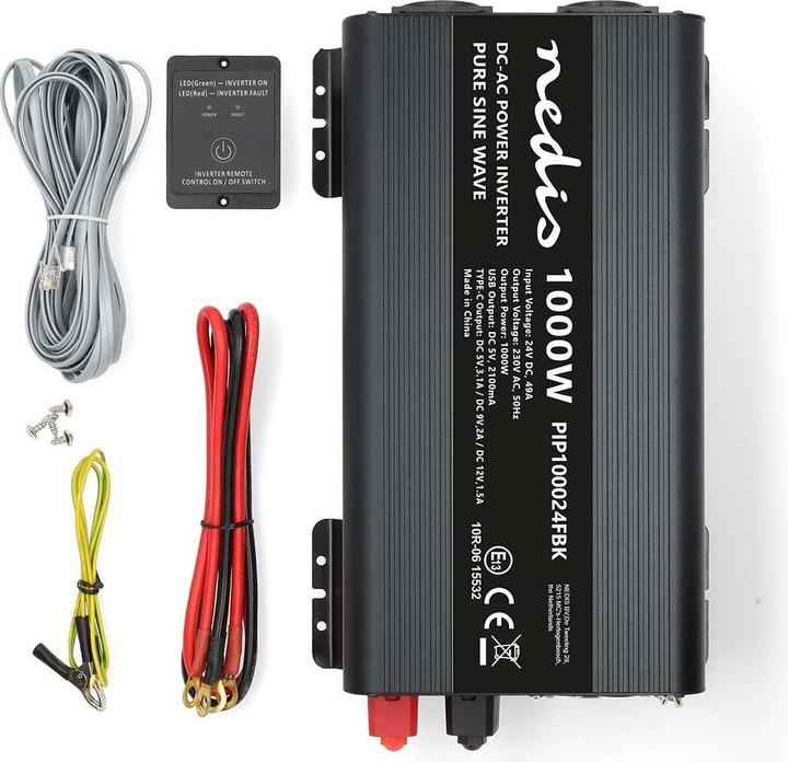 Produktbild Nedis Power Inverter Reine Sinus-Wellen - Eingangsspannung: 24 V DC - Geräteausgangsanschluss: Type