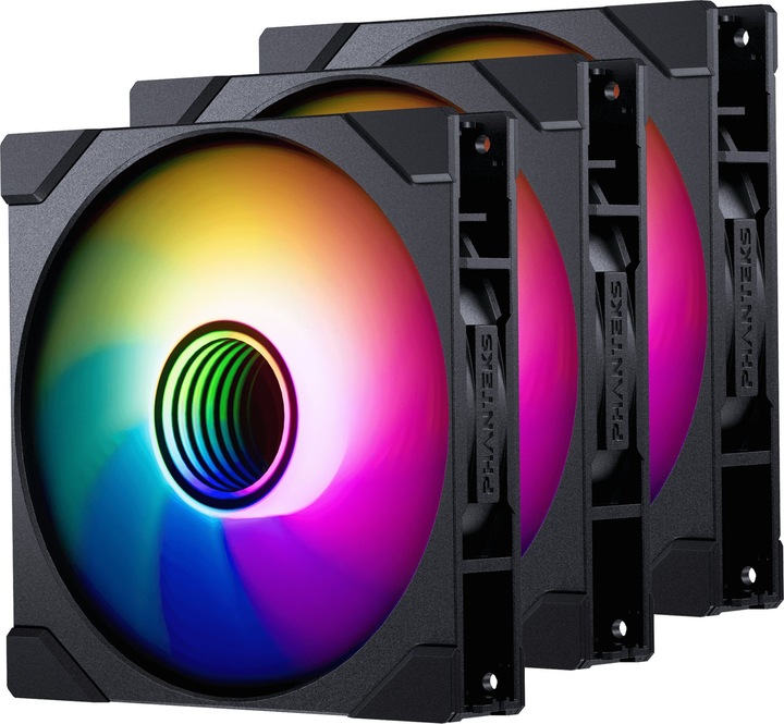 Produktbild Phanteks M25 Gen2 PWM D-RGB Lüfter 3er-Pack - Reverse Blade, 140mm, schwarz (140 mm, 3 x)