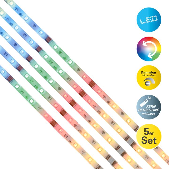 Actual product image Näve 5x 1m RGB LED Stripe (Multicoloured, 500 cm, Indoor)