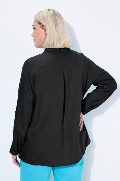 Produktbild Ulla Popken Bluse, Leinen, offener Kragen, Langarm (56)